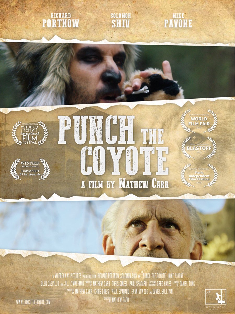 Punch the Coyote, a film I edited is premiering at the Studio City Intn’l Film Festival, Thu 11/15 2 pm @ the Laemmle NoHo 7. Come check it out if you’re around the area, this was a blast to work on! Also designed the poster. ;-)