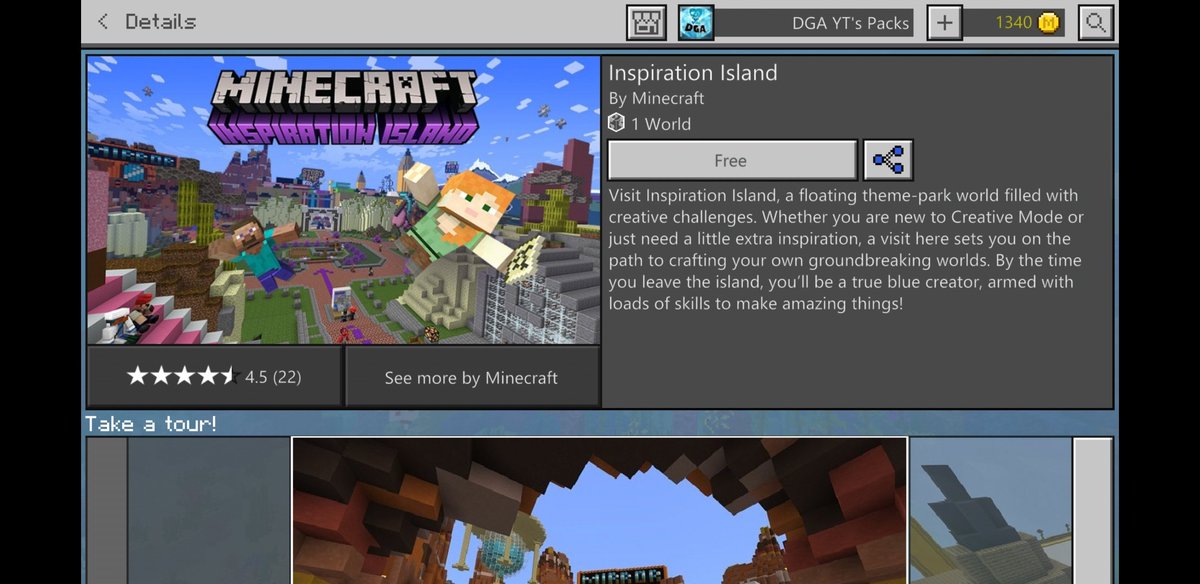 _MinecraftNews1's tweet image. #FreeMap #InsprirationalIsland Its here the map showcased during MINECON 2018 is here to all bedrock players! Now on Marketplace for FREE!