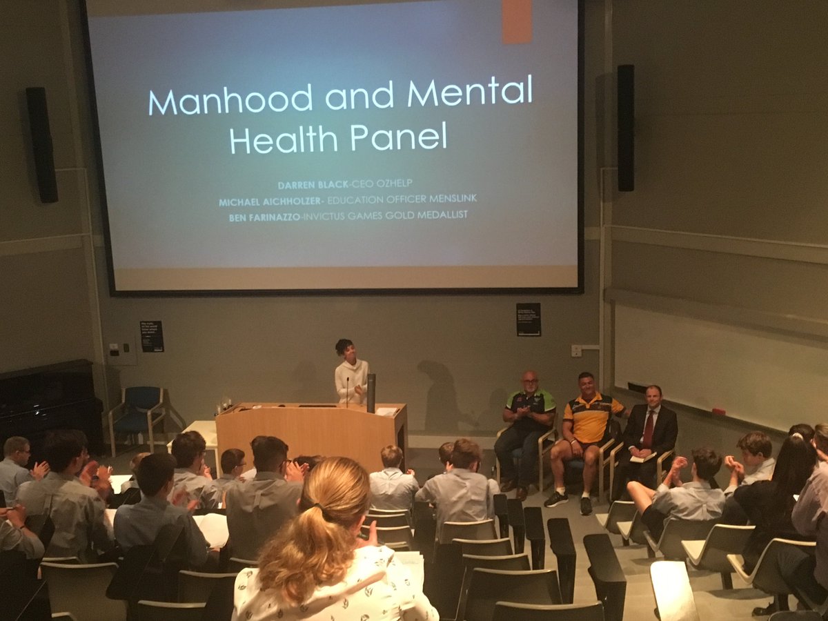 An amazing panel presentation on manhood & mental health in @CGSAus Studies today by Mr Michael Aichholzer (@Menslink), Mr @benfarinazzo (@InvictusSydney gold medallist) & Mr Darren Black (@ozhelp). Thanks to the presenters and organisers.