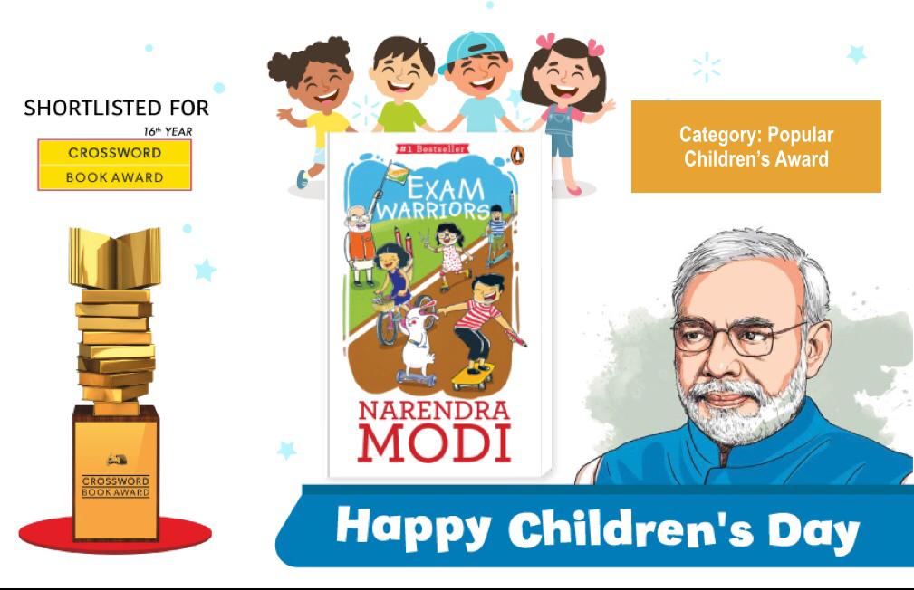 Pooja_Chopra_'s tweet photo. Congratulations @narendramodi for being shortlisted for the  #crosswordbookaward2018 in the children's category @crossword_book makes for a perfect #ChildrensDay gift, got it for my niece 😇 https://t.co/HiBcXlGcaA