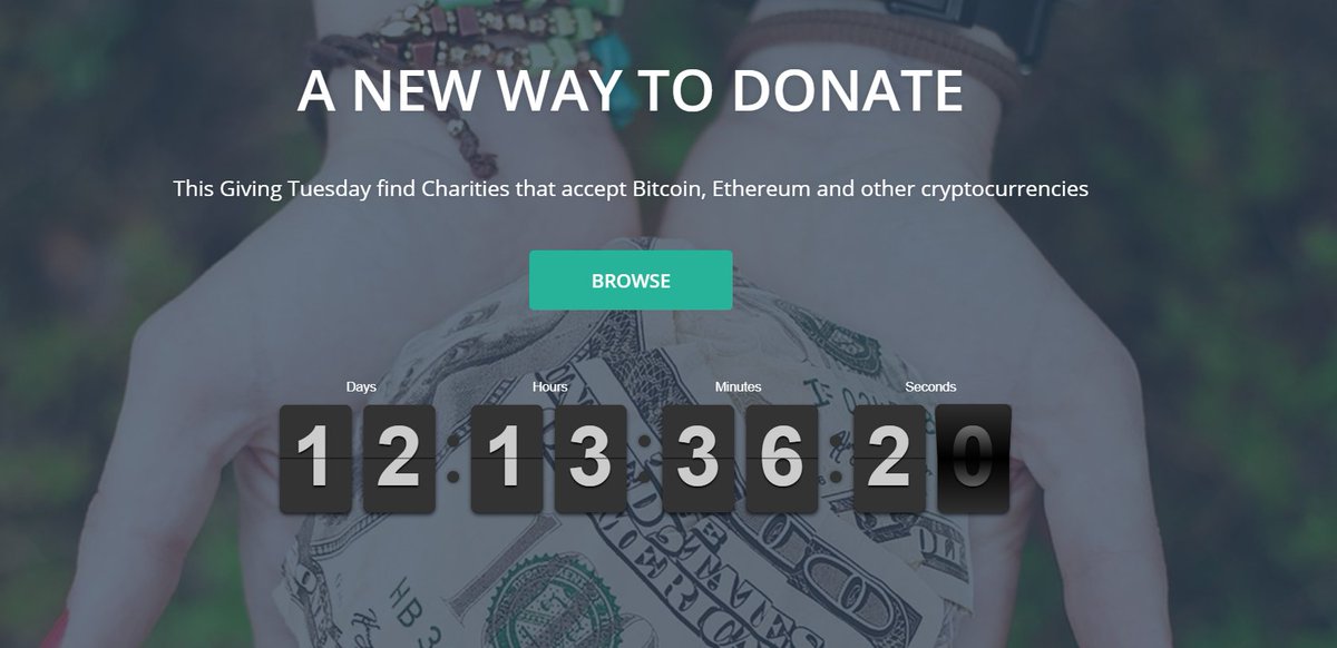 CryptoTuesday's tweet photo. Only 13 days to #GivingTuesday!
📈 The number of #crypto charities is growing, more than 40 have been already featured.
👉 On November 27th make a social impact in a new innovative way: donate #Bitcoin, #Ethereum or other #Altcoins

https://t.co/98sNghrrmZ https://t.co/oGeLd4YF5C