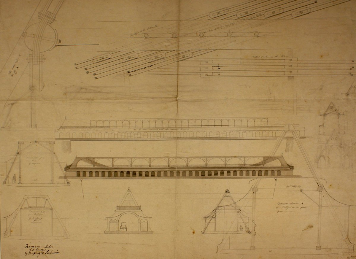 SSGreatBritain's tweet photo. All this week in #ArchiveInFive, explore Marc Isambard Brunel's designs & engineering drawings for Bridges in pen & ink - dated 31 July 1819. Free in the Brunel Institute 12.30pm - 1.30pm https://t.co/Gn4NdpS45D https://t.co/mNSYnobjp8