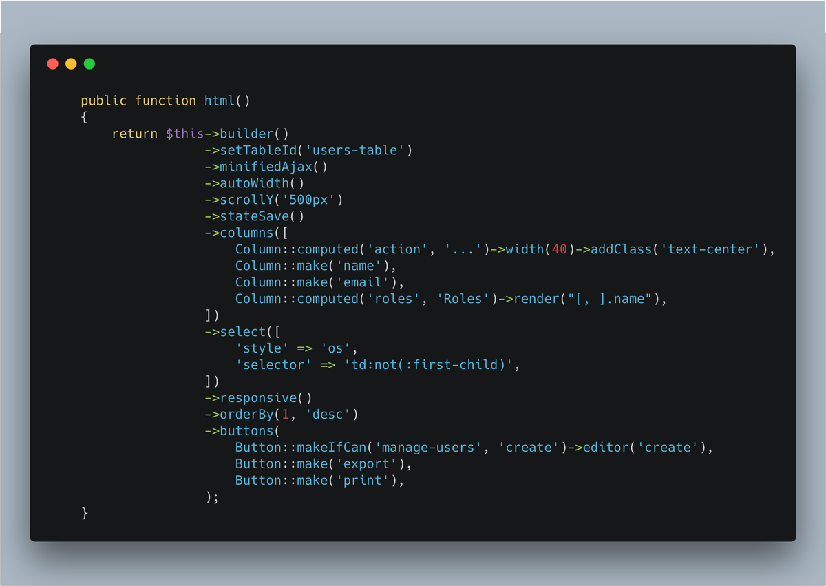 AQAngeles's tweet image. Released a major version of #laravel #dataTables html builder package v4.0. No more bulky array for setting the options!
github.com/yajra/laravel-…
