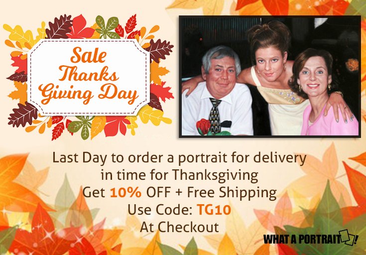 What_a_Portrait's tweet photo. Celebrate #ThanksGivingDay by Ordering a wonderful portrait of your family to show your love and emotions. Order now and get a great discount at https://t.co/1VavwtyRLx
#PhotoToPainting #PortraitPainting #Artwork #CustomizedPortrait https://t.co/KKOwLCoYlF