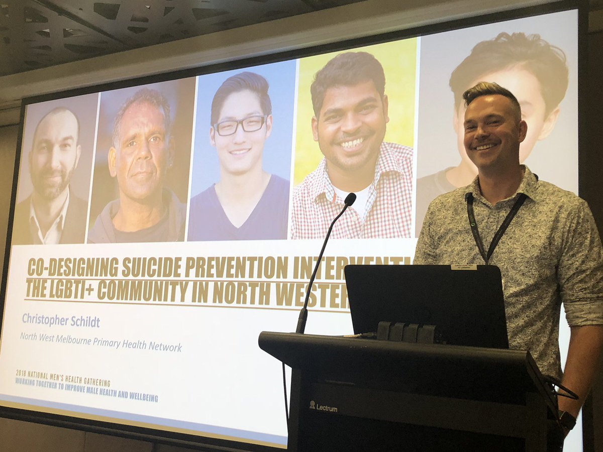 Our Project Officer, Suicide Prevention and Intervention Christopher Schildt​ speaking at the #MensHealthGathering about suicide prevention in our LGBTI+ community. Such an inspiring few days! @MensHealthAMHF #menshealth