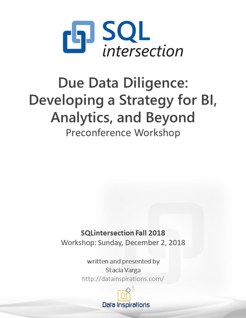 Starting to get really excited for #SQL + #DEVintersection ++ in Vegas the week of December 2! 

Join <a href="/_StaciaV_/">Stacia Varga</a> for her #SQLServer preconference workshop running Sunday, December 2: Due Data Diligence-Developing a Strategy for BI, Analytics, and Beyond

devintersection.com
