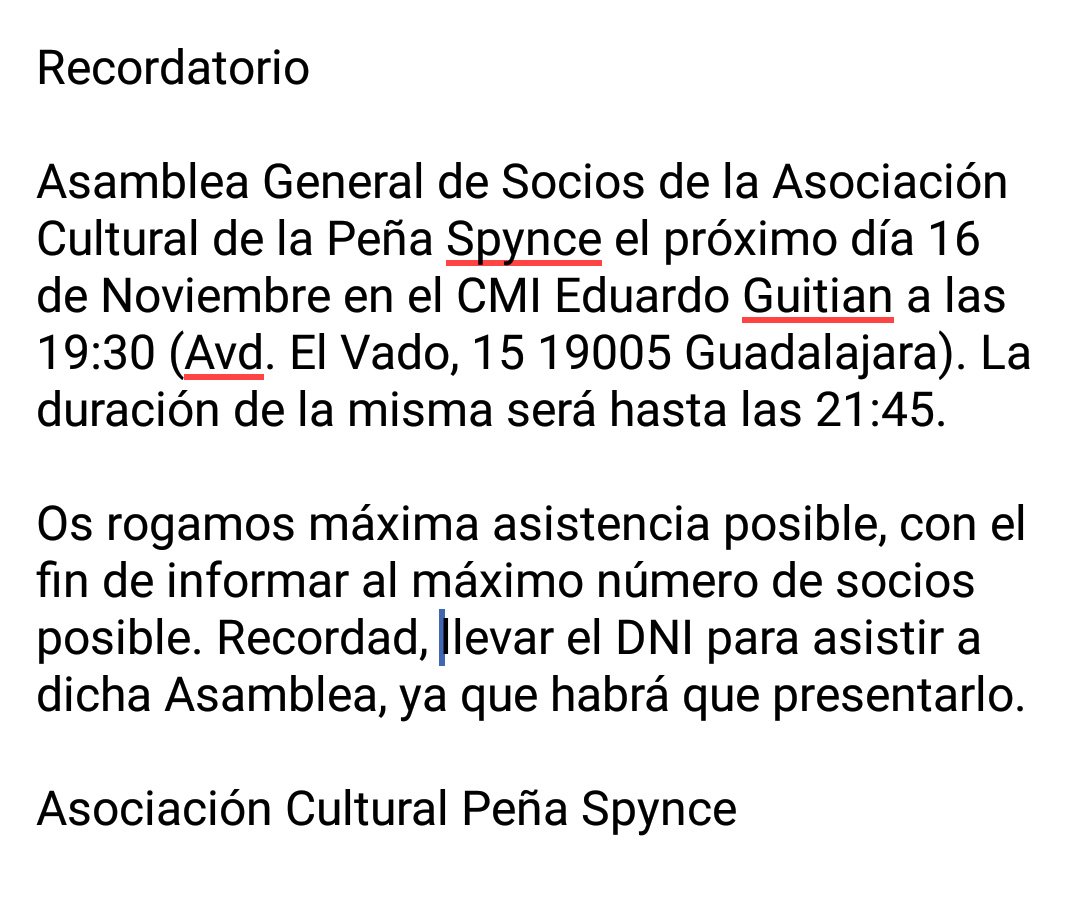 Recordaros que tenemos asamblea este viernes...