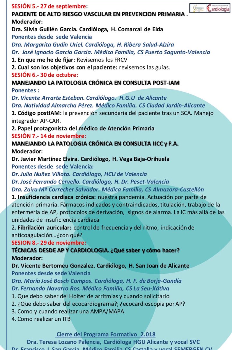 SVCardio's tweet photo. Hoy miércoles nueva sesión #Acercap_CV IC y FA en APA CON ⁦@yulnunezvill⁩ y ⁦@FerrandoMon⁩ junto a Dra Correcher vía ⁦@IICOMV⁩ ⁦@COMAlicante⁩ y canal @YouTube con el apoyo de @Msd https://t.co/EO7MqGJMoV