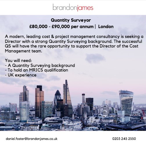 BrandonJamesJob's tweet image. Interested? Read more here - ow.ly/Zg3L30mBV6B

Call us on 0203 245 2550 or visit our website at brandonjames.co.uk.

We’re always happy to discuss your next move.

#quantitysurveyor #london #surveyor #MRICS #consultancy #lovesurveying #construction