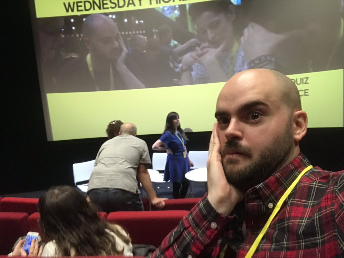 Mike striking his “deep in thinky thoughts” pose from the <a href="/skwigly/">Skwigly | Animation News, Interviews, Podcasts</a> quiz at <a href="/mcranimation/">Manchester Animation Festival</a> 
If you see him come and say hi and give him some reassurance that this year he’ll win the quiz #skiglyquiz #MAF #manchesteranimationfestival #animation