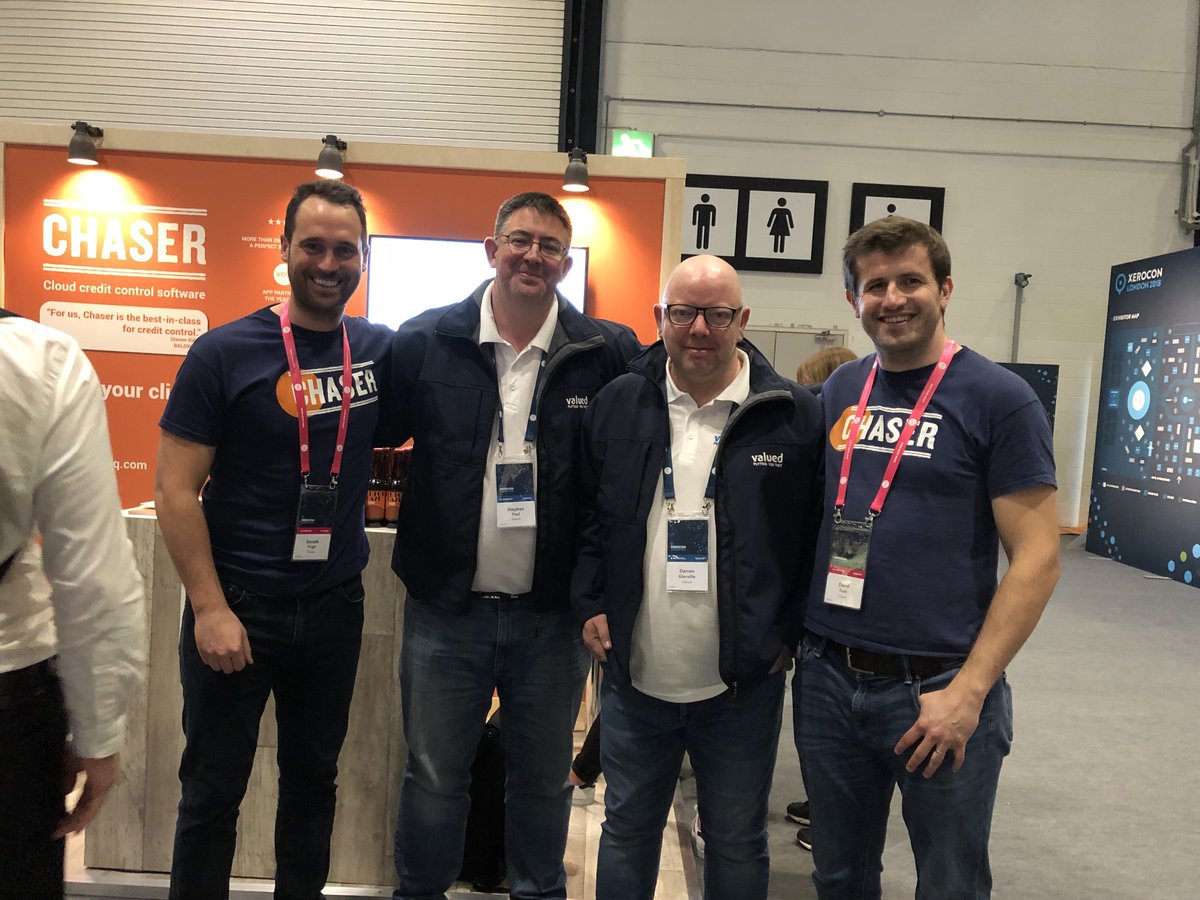 ValuedGroup's tweet photo. Great to catch up with @chaser_david and @chaser_gareth  at #Xerocon @ValuedGroup are delighted to be working with you as a strategic partner in our client software app-stack helping clients manage their debtors and improving cash in the bank https://t.co/60cEjJrJh2