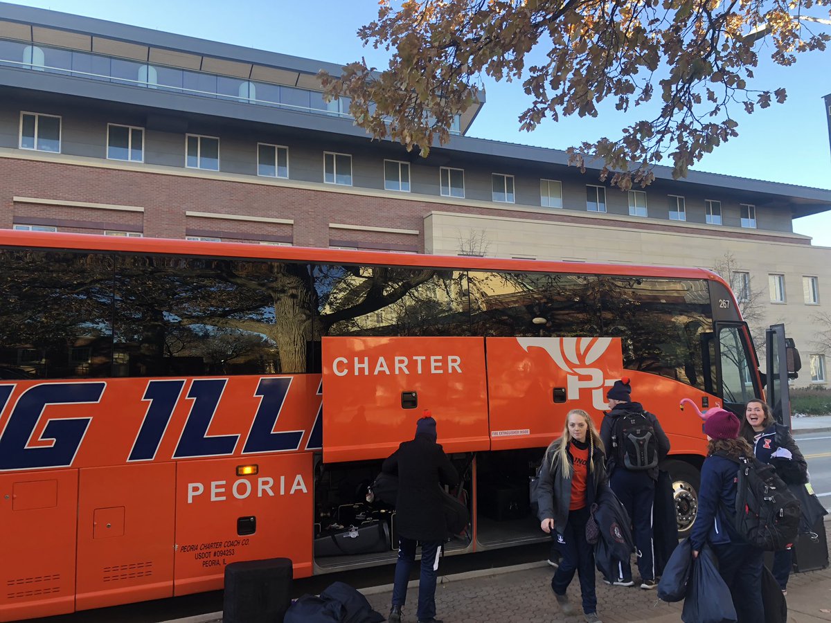 MarchingIllini's tweet photo. And weβre off to Chicago for #IlliniDay! A big thank you to @PeoriaCharter as always for transporting the band!
#Band150 #AltogetherExtraordinary https://t.co/ReWkiDTgrK