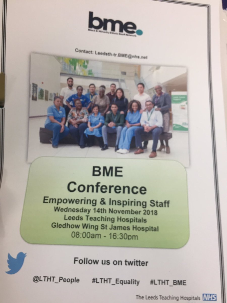 Fantastic opening for today’s BME Conference, a list of fabulous speakers, looking forward to learning more 😊#LTHTBMEConference2018 @LTHT_BME @LTHT_People #LTHT_Equality