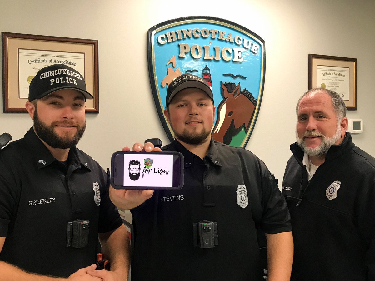 "Beards for Lisa": Here's a pic of Sgt. Greenley, Pfc. Stevens and Dispatcher Holloway showing off the "hairiness"! We have a total of 7 officers and 2 dispatchers participating.  $50 a month for Oct, Nov and Dec!  Proceeds go to Lisa Kambarn!
#CPD #beardsforlisa #community