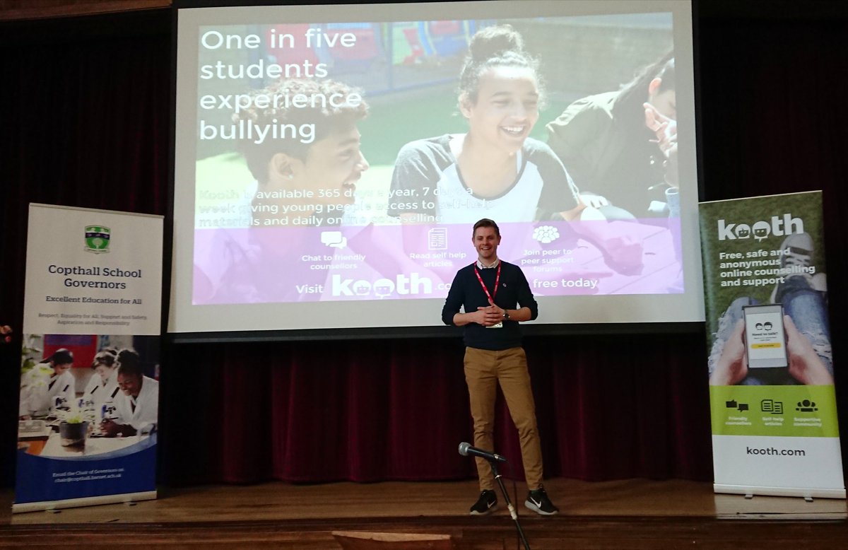 It was a pleasure to introduce students @Copthall_school to kooth.com, the free online #mentalhealth and #support service (in commissioned areas).
It was fantastic to talk about #Bullying, given that it's #AntiBullyingWeek with the aim to #stopbullying.
@Xenzone_UK