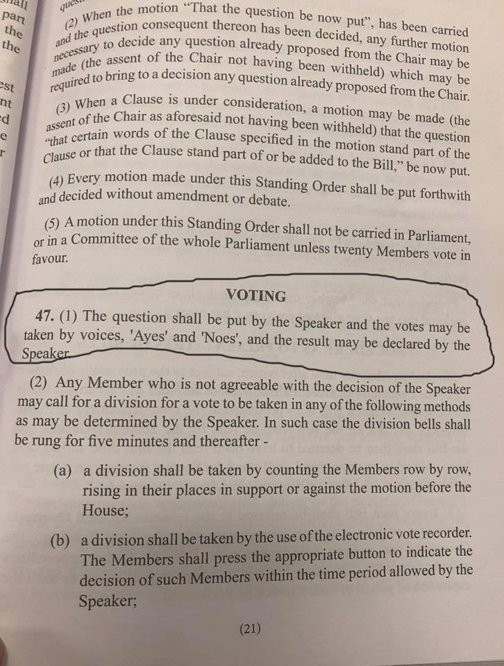 cjdrox's tweet photo. For all the #butthurt people who keep repeatedly saying that the voting in today's parliament was #unconstititional (Oh, the irony), here you go. Hope you can read. You're welcome. #CoupLK https://t.co/sVd8eFYHnD