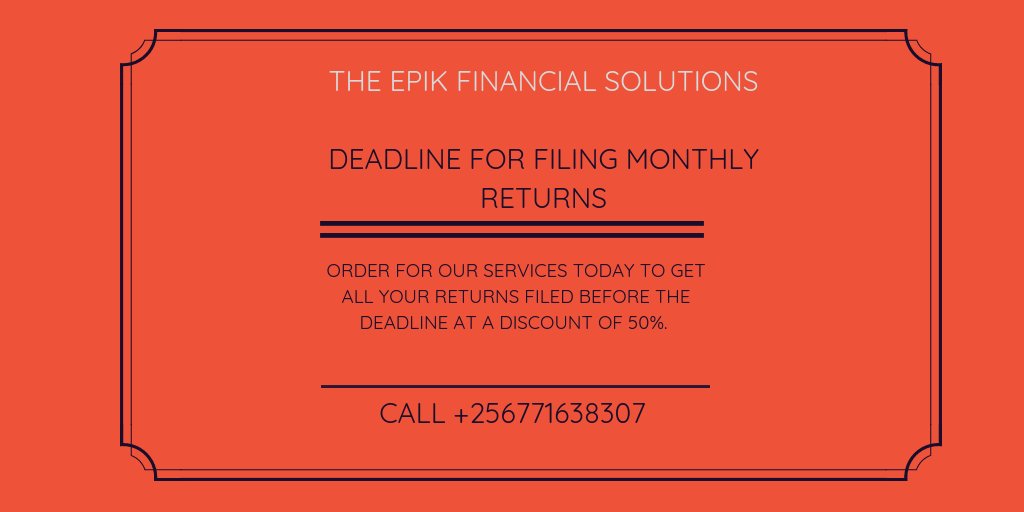 EpikSolutions's tweet image. deadline is tomorrow and we are giving 50% discount to u that will call us in to have all your returns filed before 6pm tomorrow

+256771638307