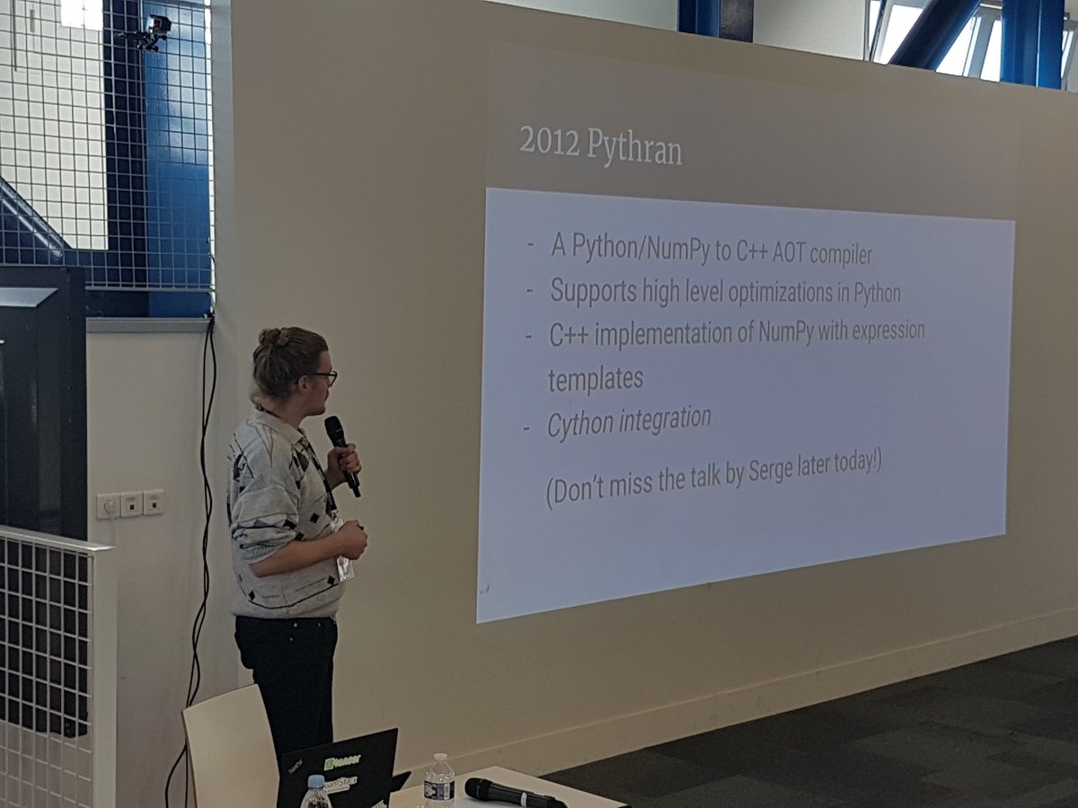 SylvainCorlay's tweet image. At @PyParisFr, @wuoulf is giving an overview on array computing, including #NumPy, #xnd, #xtensor, #cupy, #dask, #pythran. With a bit of history on earlier approaches with #fortran, #APL, #numeric/#numarray, and the latest on the NumPy Enhancement Proposal for array functions.