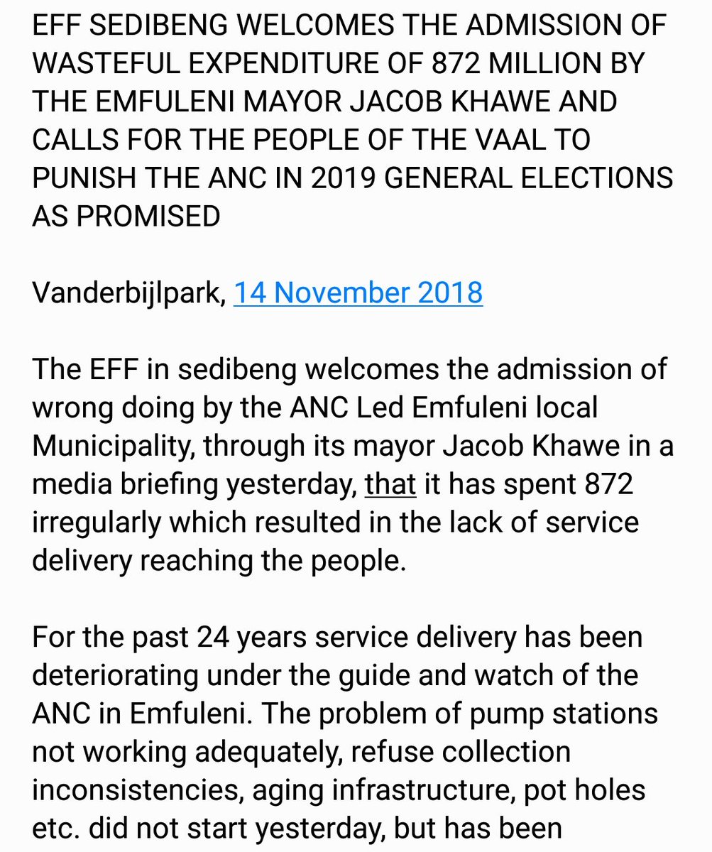 EFF Sedibeng Region tweet media