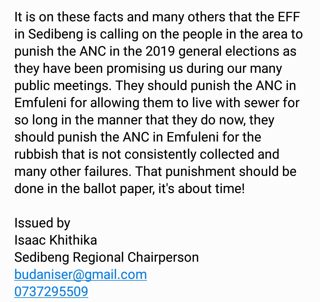 EFF Sedibeng Region tweet media
