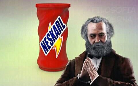 Quer começar o dia com energia pra fazer aquela revolução? Chegou NESKARL, a bebida do proletariado, com aquele gostinho de quero Marx! NESKARL mais-valia que dá gosto!