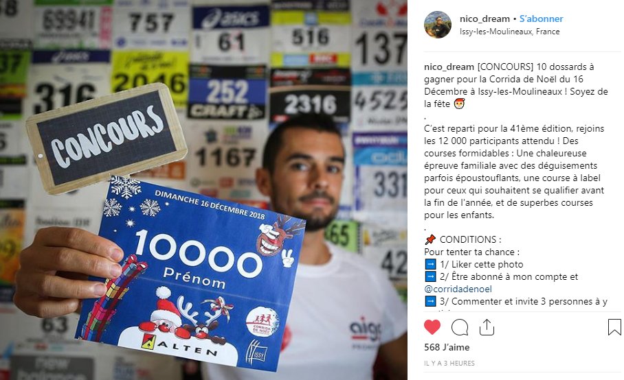 Corrida_Noel's tweet image. GRAND CONCOURS pour gagner des dossards pour la @Corrida_Noel le dimanche 16 décembre 2018 !! Rdv sur la page @instagram de @nico_dream :)
#running #runners #run