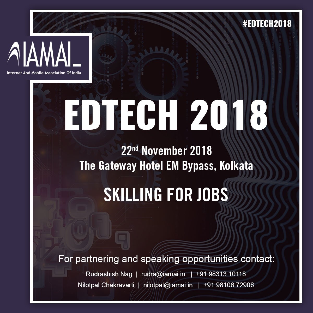 IAMAIForum's tweet photo. #EdTech2018 IAMAI announces the 2nd edition of EdTech Conference: 'Skilling For Jobs'. This is the first of its kind conference in Kolkata. To know more and to register, please visit: To know more, visit: https://t.co/p2r3rN94ib https://t.co/jmcrm6mBy4