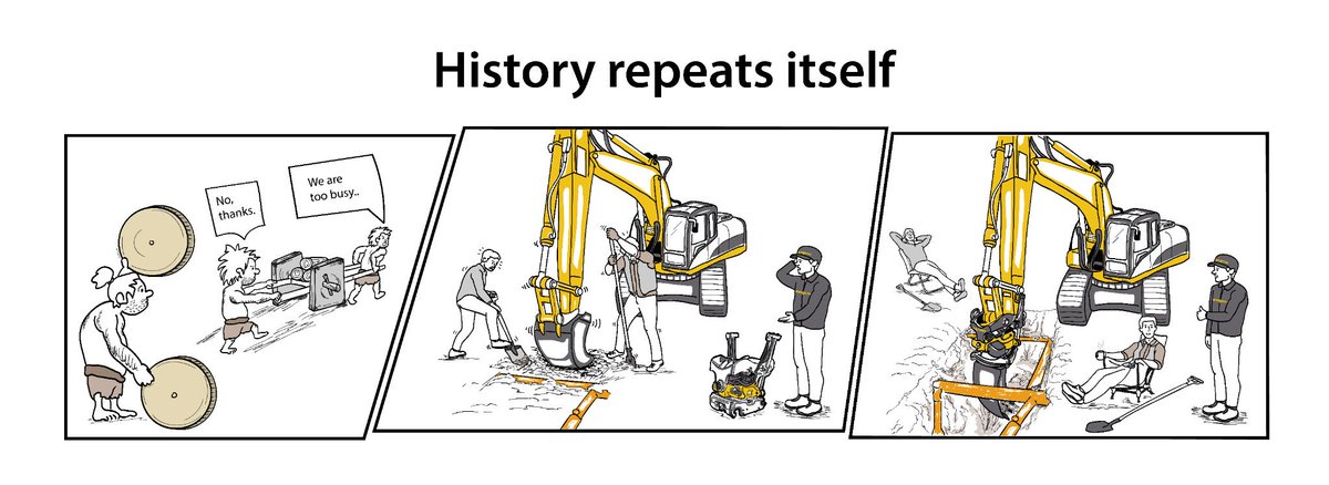 If history has taught us one thing it is that not everyone recognises progress when they see it. Don't get left behind. Embrace progress, embrace tiltrotators! 😁 #Engcon #ReinventingTheExcavator #Progress #WorkSmarterNotHarder #TheNobleArtofDigging