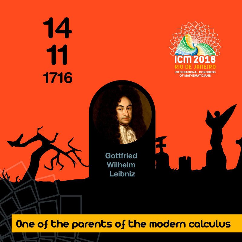 Time Tunnel...

The German mathematician Gottfried W. Leibniz died on November 14, 1716, in Hanover (Germany). One of the parents of the modern calculus along with Newton, he died lonely and forgotten. His funeral service was joined only by his secretary.

#ICM2018 #Math #Leibniz