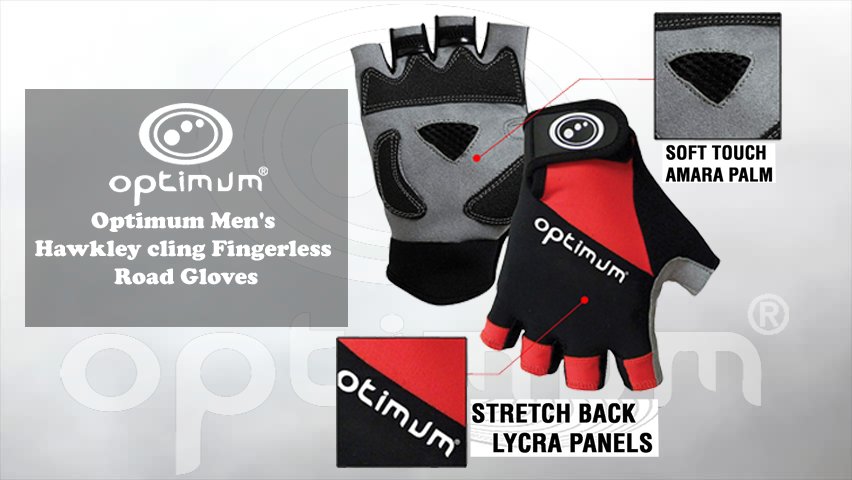 Optimum Sport Hawkley Stretch Back Palm Padding Half Finger Cycling Gloves 
