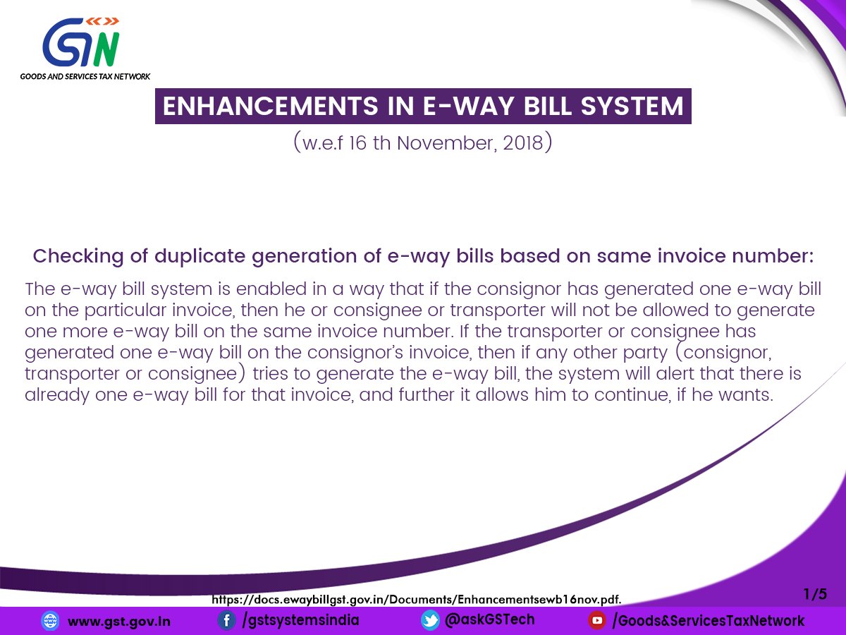 Taxpayer's guide on the enhancements made on the E-Way Bill Portal, docs.ewaybillgst.gov.in/Documents/EWBf….