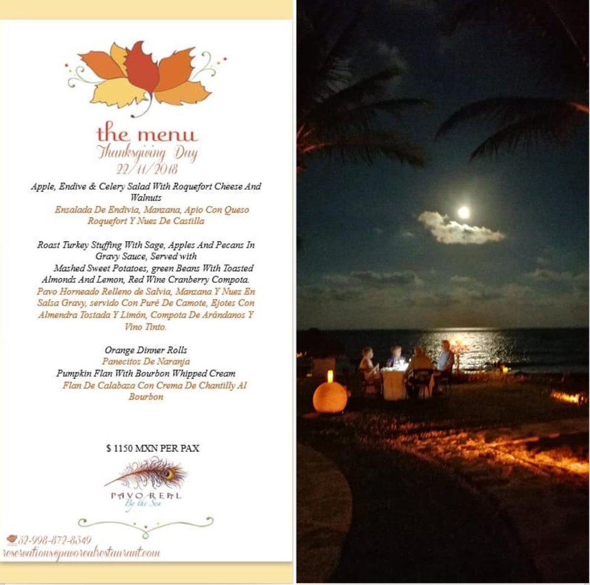 pavorealrestaurant.com #pavorealbythesea #kinsolsoleil #kinsolsoleilmaroma #kinsolsoleilbeach #kinsolsoleilmexico #maroma #maromabeach #pavoreal #pavorealrestaurant #pavorealrivieramaya #thanksgiving #thanksgivingmenu #rivieramayamexico #CenadeAccionDeGracias #acciondegracias