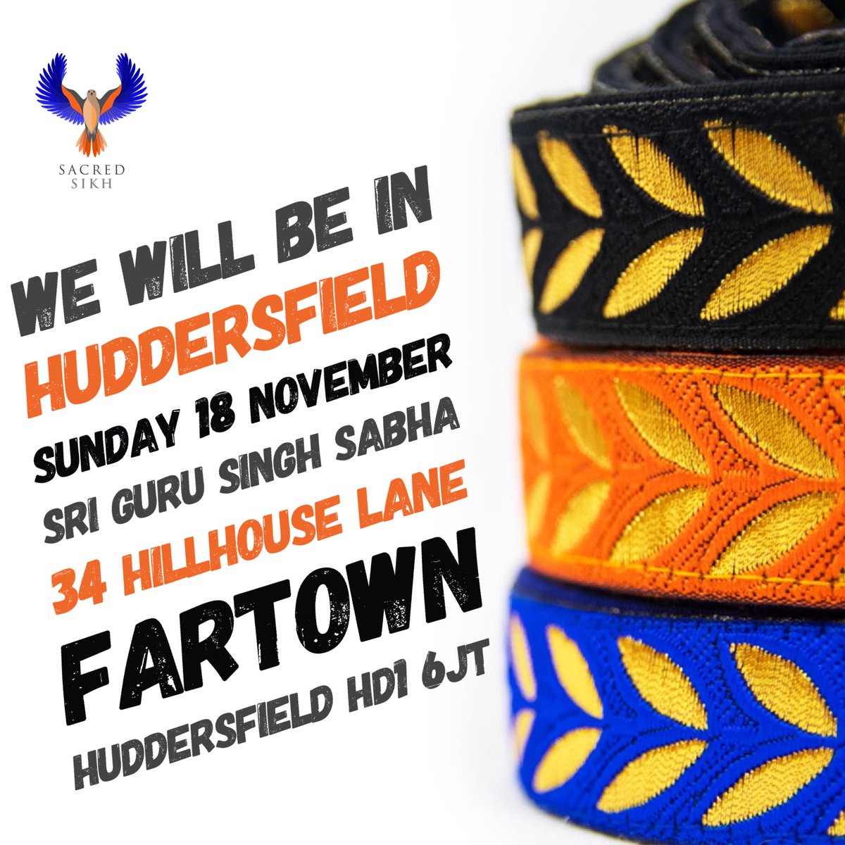 Catch us in #Huddersfield at #SriGuruSinghSabha from 9.30am onwards #HuddersfieldSangat #Sikhi #SikhiItems #Sacred #SacredSikh