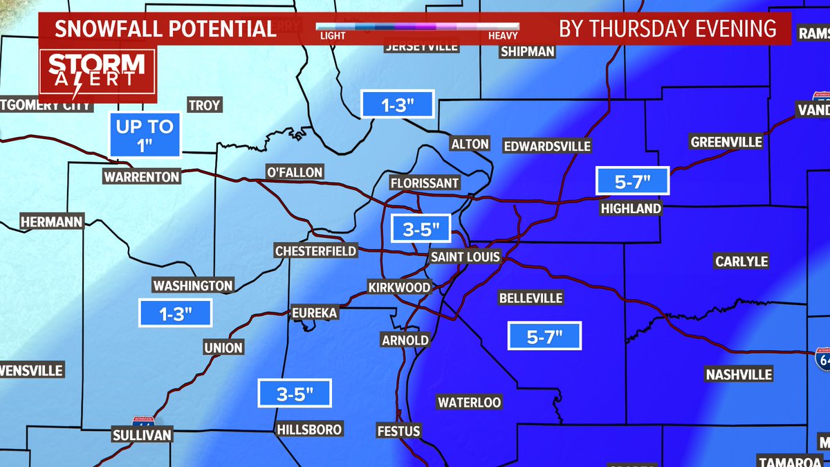 Chester Lampkin KSDK on Twitter "StLouis current snow forecast for