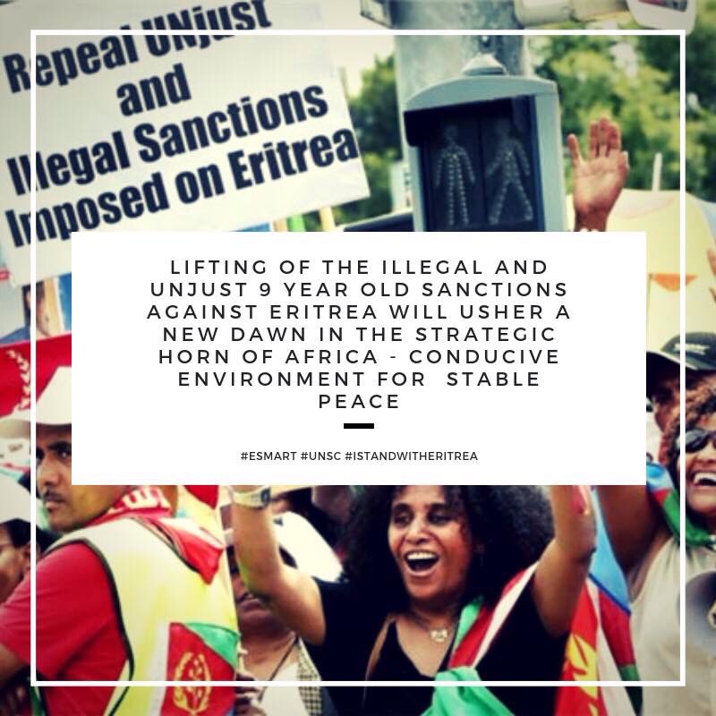 EliasAmare's tweet photo. Dear @USUN,
Lifting of the illegal & unjust 9-year old @UN #sanctions against #Eritrea will usher in a new dawn in the strategic #HornOfAfrica — conducive environment for #StablePeace #Development
#Reparations4Eritrea #DoTheRightThing
#LiftUNjustSanctions #Justice4Eritrea #UNSC https://t.co/hlcatJha2l