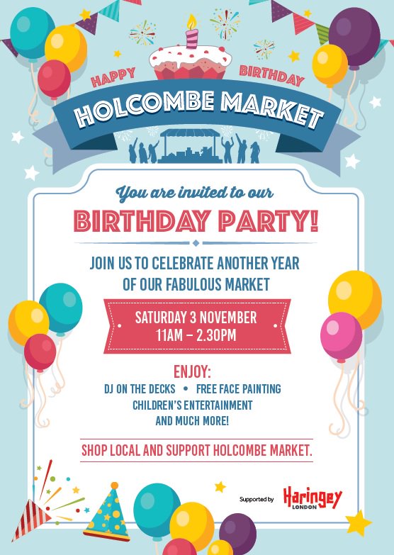 Haringey Council (@haringeycouncil) on Twitter photo Holcombe Market are having a birthday party! Join the <a href="/HolcombeMar/">Mar Holcombe</a> traders this Saturday, 3 November 2018 from 11am - 2.30pm for live music, free face-painting, balloon modelling and a dash of magic! Shop local this Saturday. Holcombe Market are having a birthday party! Join the <a href="/HolcombeMar/">Mar Holcombe</a> traders this Saturday, 3 November 2018 from 11am - 2.30pm for live music, free face-painting, balloon modelling and a dash of magic! Shop local this Saturday.