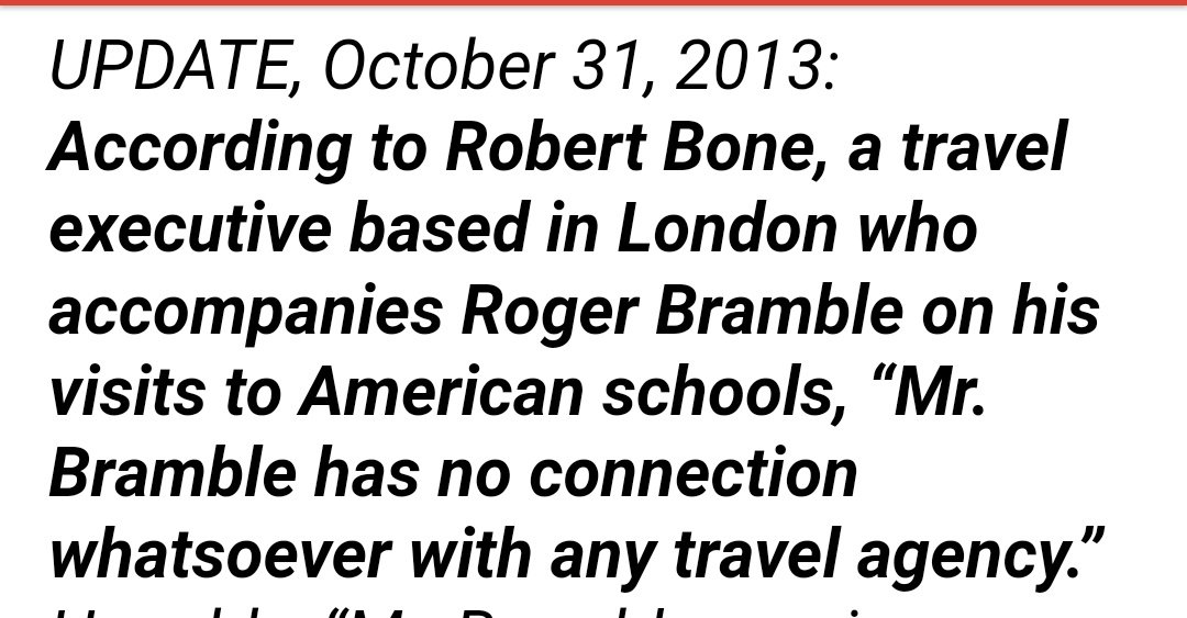 Now would this be the same Roger Bramble, a nasty conman playing on school children and denying any connection with any travel agency? https://www.nameandshame.com/r/uk/roger-bramble/roger-bramble-his-royal-scam-sends-queen-elizabeths-personal-invitations-to-schools-to-perform-in-londons-new-years-day-parade-id5yc48