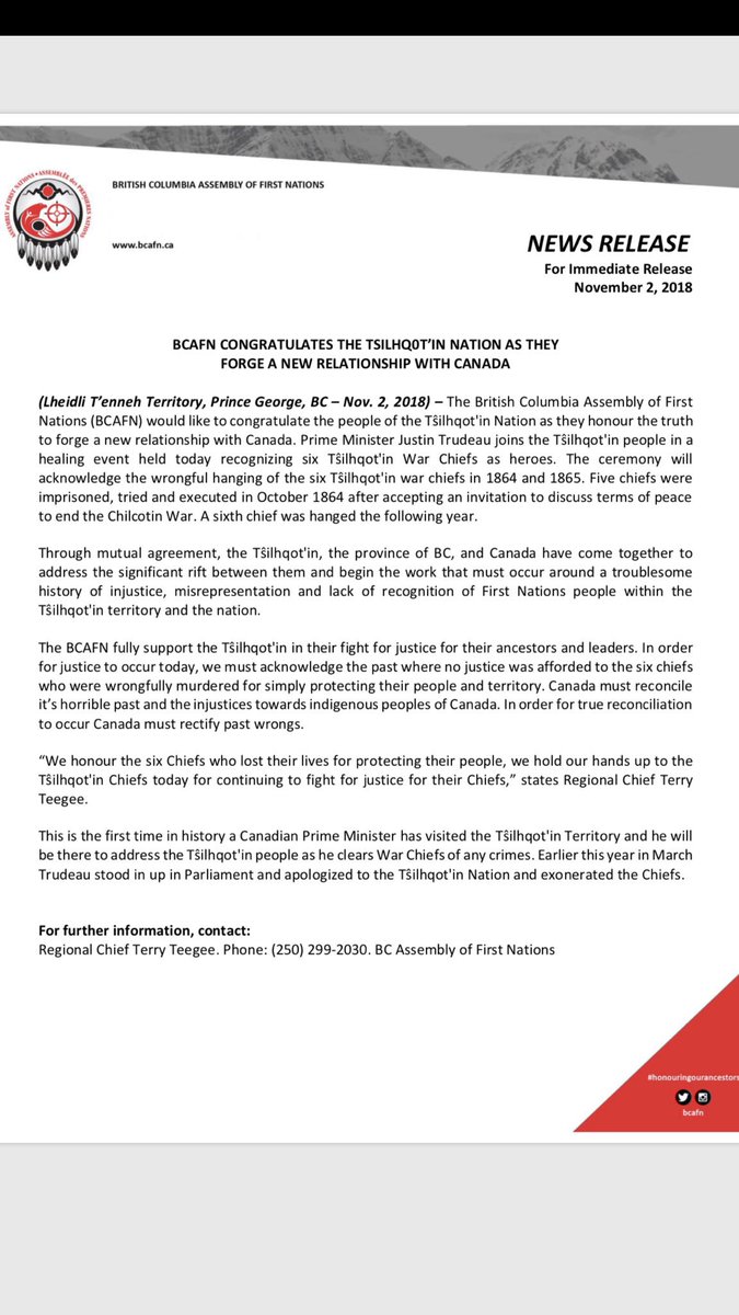 BCAFN congratulates the Tsilhqotin Nation as they forge a New Relationship with Canada.