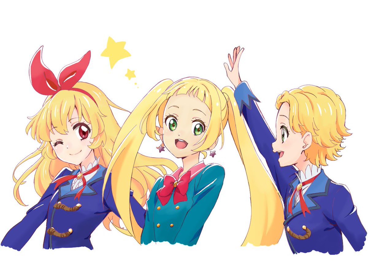 hoshimiya ichigo blonde hair multiple girls long hair smile twintails 3girls green eyes  illustration images