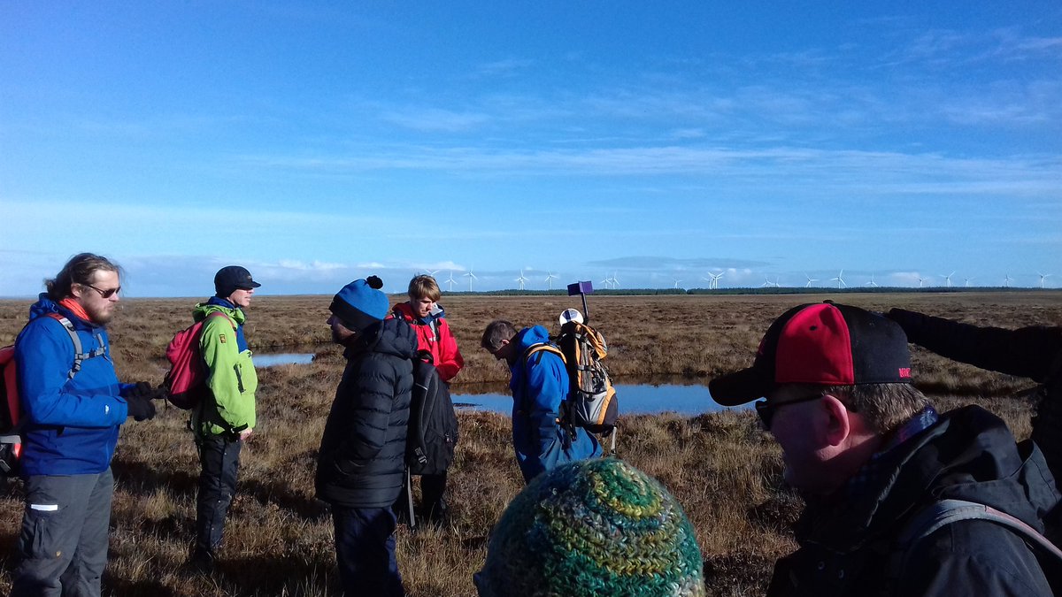 peatblogger's tweet photo. #flowsconf everything Flow Country Peat related is contained in this photo. Windfarms, forestry, peat, bog, bog pool and peatland experts. https://t.co/MUOUBGBWzn