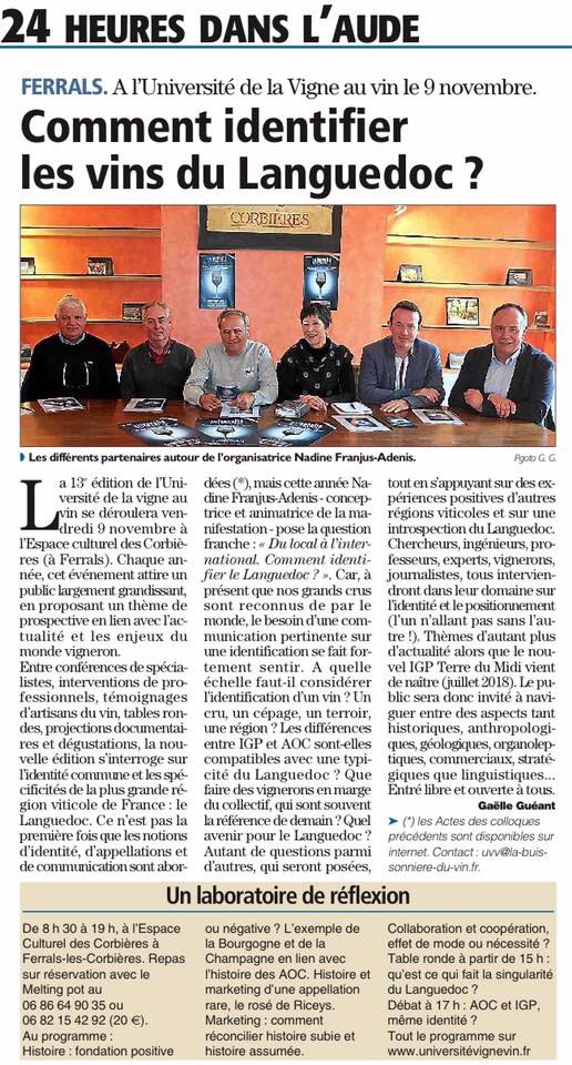 univvin's tweet photo. LE ...  RdV du monde #vigneron , vendredi 9 nov à #Ferrals en #Corbières ! @VinsduLanguedoc @AOCLanguedoc @aoccorbieres @AOCMinervois #Languedoc @univvin https://t.co/HtGmIlr41H