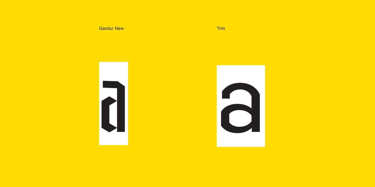 typethursdaychi's tweet photo. Learn about the concept of skeleton and muscle in typeface design with this Fontribute discovering the typographic nuances of Trim from @LettersfromSwe and Gandur New from @Blkletra https://t.co/580KW7xWDa https://t.co/322BE9NcBG