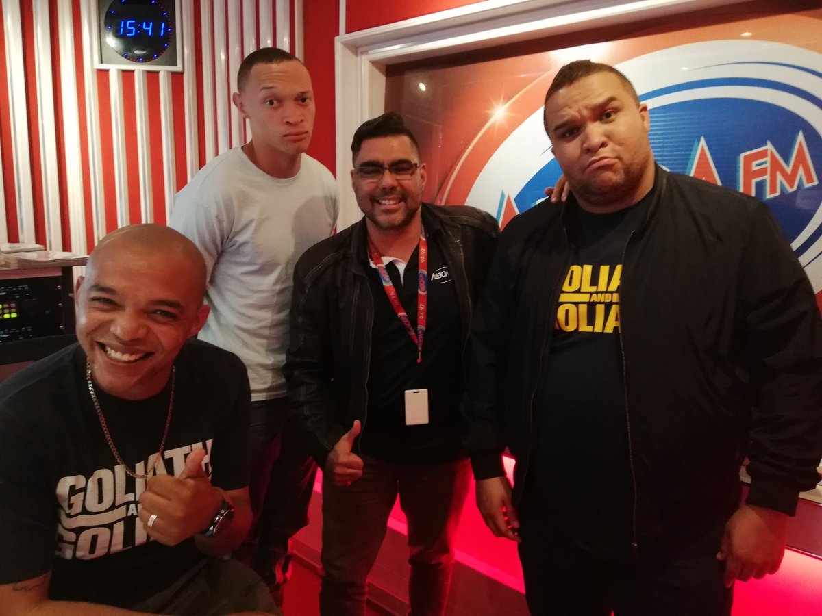 In studio with <a href="/CharltonTobias/">Charlton Tobias   ( Charlie T )</a>, it's Jason, Donovan &amp; Nicholas Goliath. They're here to chat comedy. #goliathandgoliath