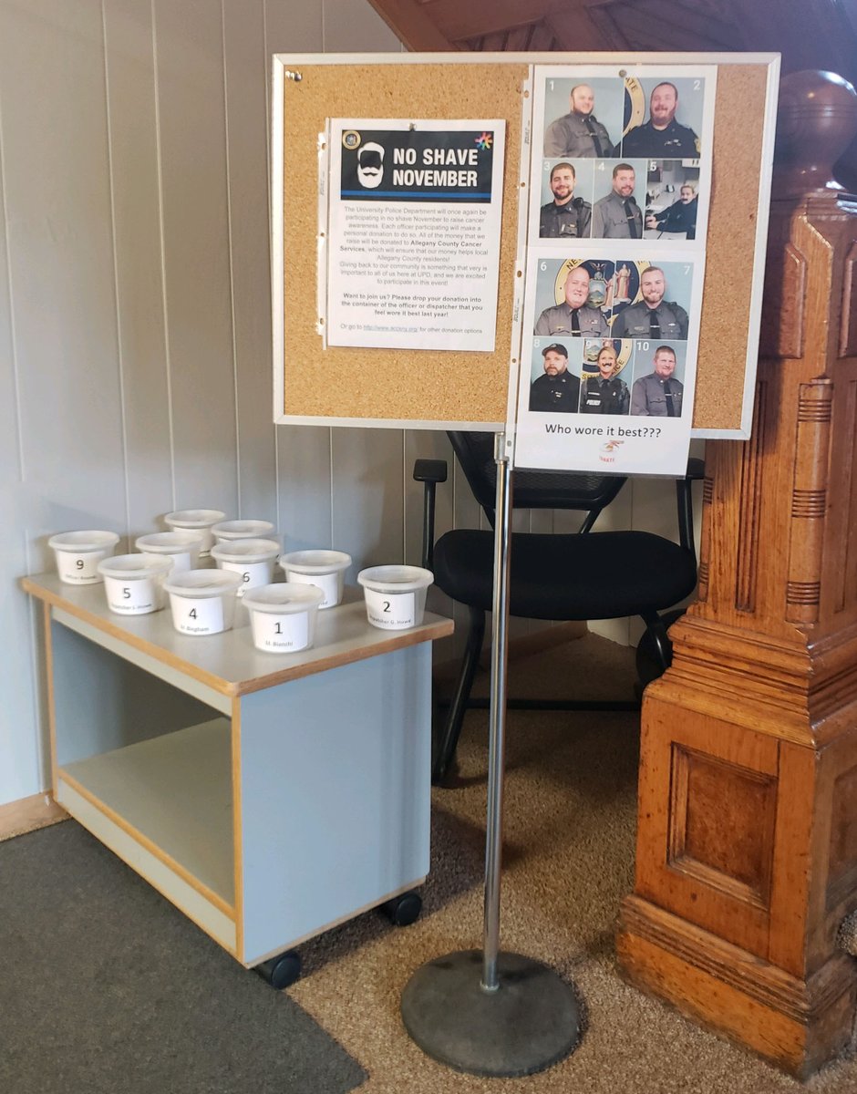 UPDAlfredState's tweet photo. No Shave November is here! Stop by our office if you would like to donate along with us! #NoShaveNovember #LetItGrow #Beardlife #Mustache #CancerAwareness #CopsWithBeards #UPDAlfredState https://t.co/L12kwvjq4M
