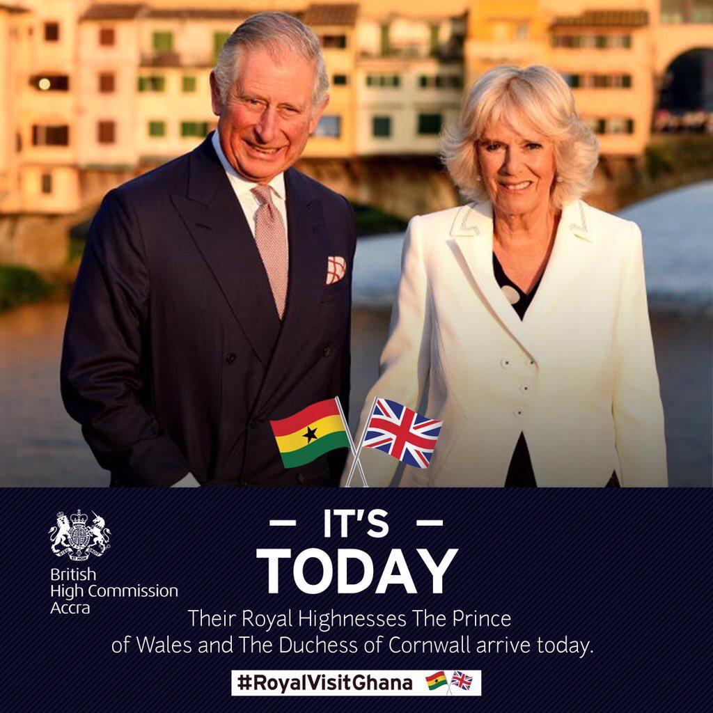 GUBAAwards's tweet photo. Ghana is excited and ready to receive the Prince of Wales and The Duchess of Cornwall as they arrive this afternoon.

#RoyalVisitGhana 🇬🇭 https://t.co/91qjAV2ObE