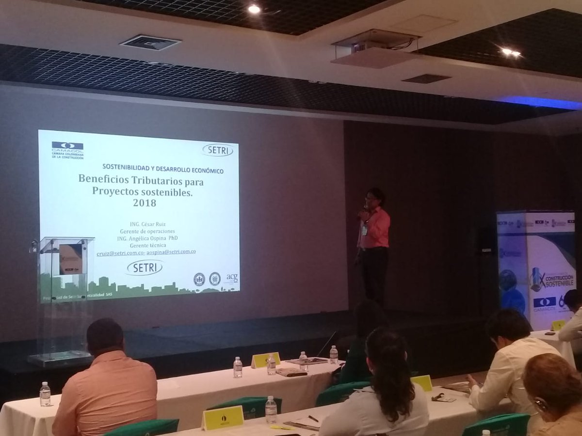 SETRIColombia's tweet photo. Congreso Caribe de Construcción Sostenible. Nuestro CEO César Ruíz #setripresente https://t.co/5QTWGDItpT