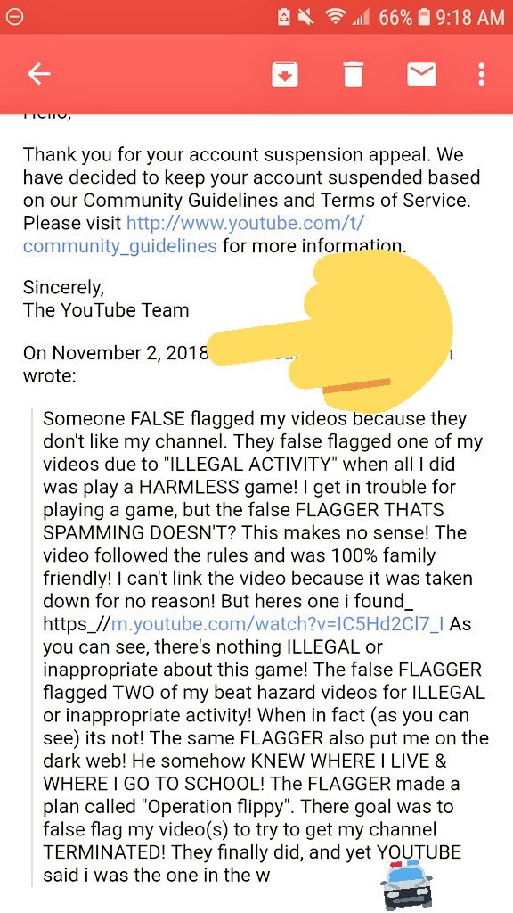YouTube's email saying "FUCK YOU! IF YOU MAKE US MONEY, YOU DON'T DESERVE TO BE ON HERE!"
#youtubeunfair
#FUCKYOUTUBE 
#STANDUPTOYOUTUBECENSORSHIP
#ENDYOUTUBECENSORSHIP