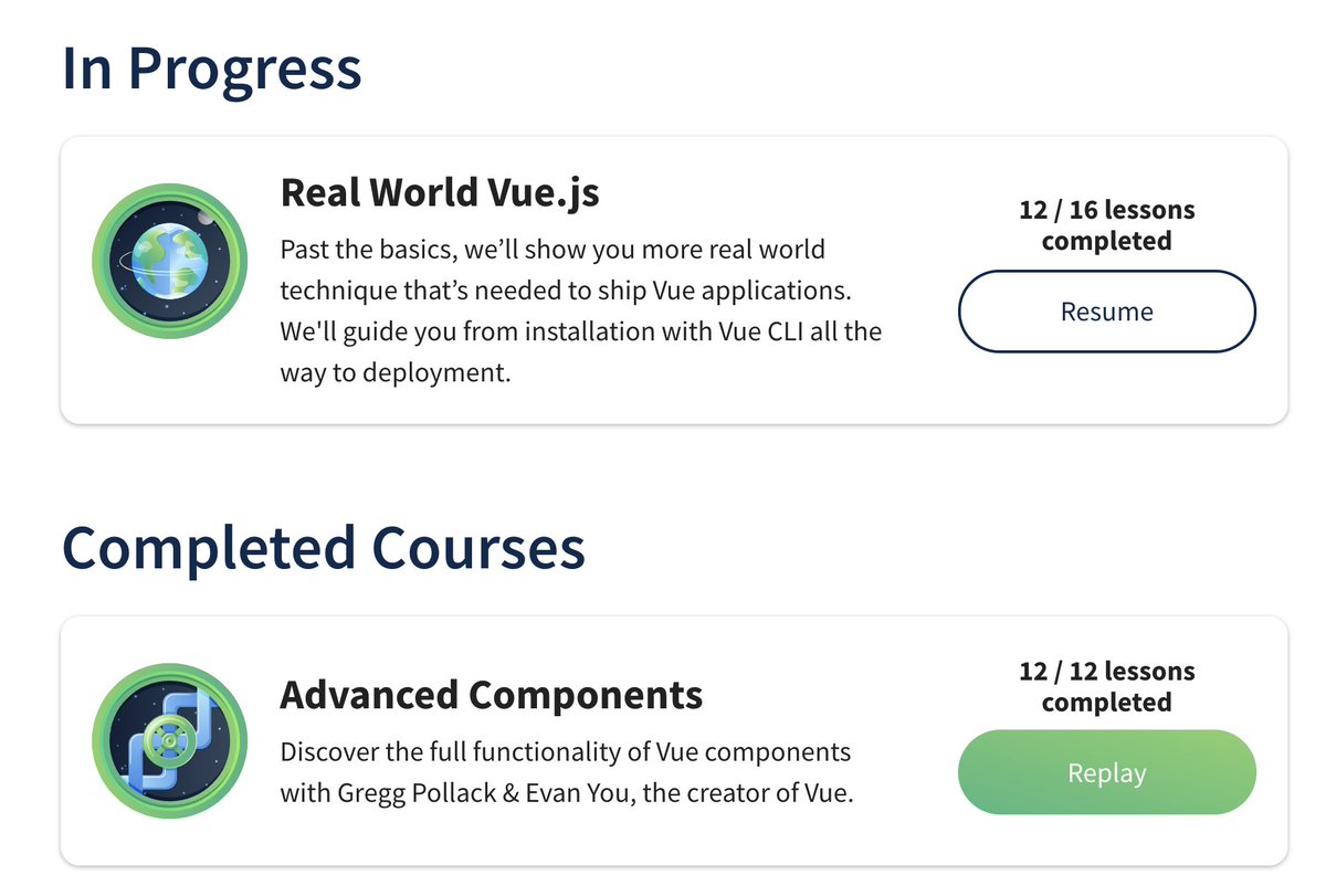 HarmanManchanda's tweet image. Day 305 &amp;amp; 306/365 ( #365DaysOfWeb #59DaysToGo )

Advanced Components in @vuejs: 12/12 lessons 
Real World Vue.js: 12/16 (available) lessons

3.65 x ( #100DaysOfCode #100DaysOfDesign  ) === #365DaysOfWeb

cc @VueMastery @vuejs @greggpollack @adamjahr @youyuxi