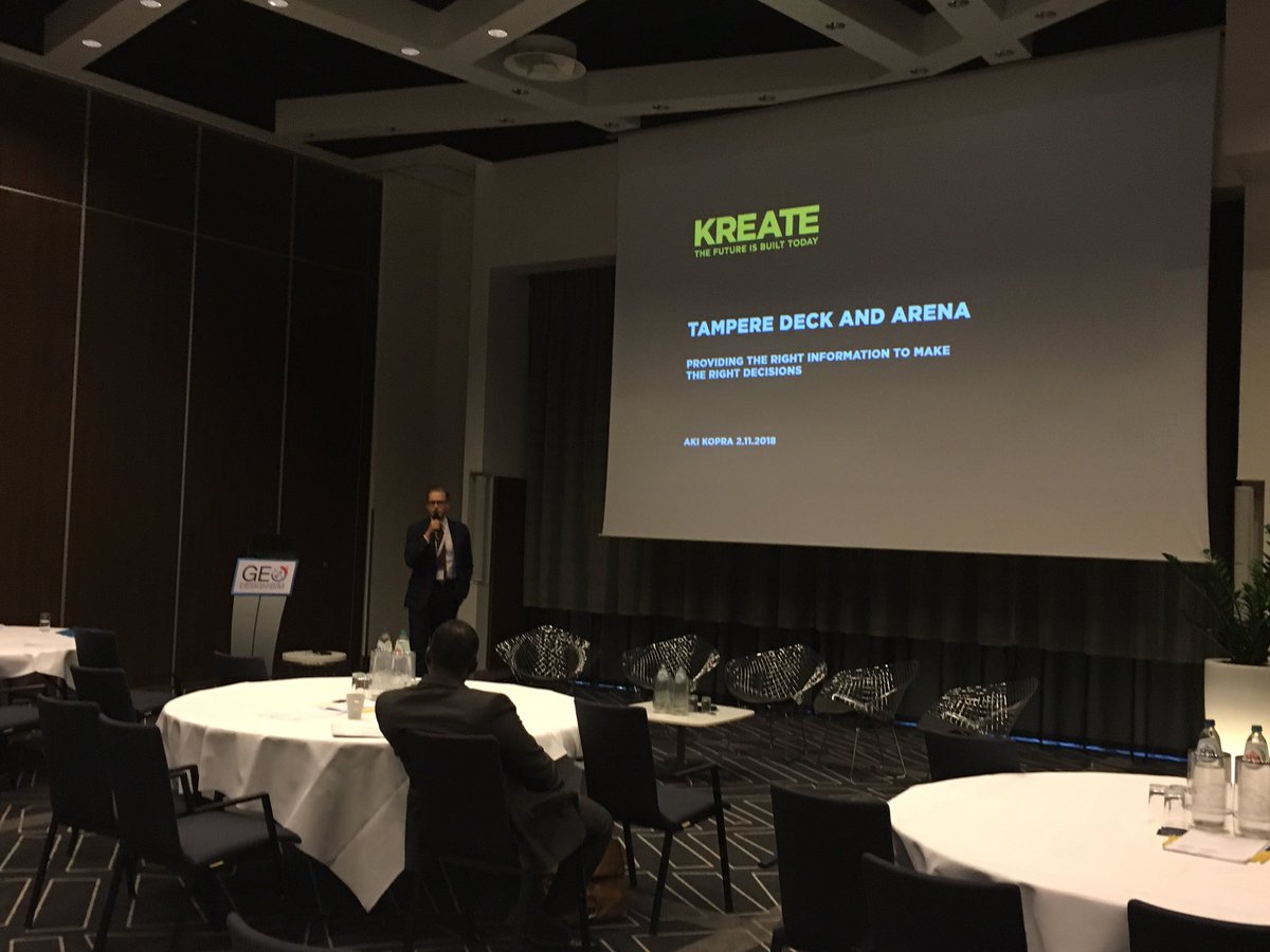 PasiJJoensuu's tweet photo. Last but not least speaker is #AkiKopra of @KreateOy. #GEODESIGNBIM https://t.co/duYwQwbzOV