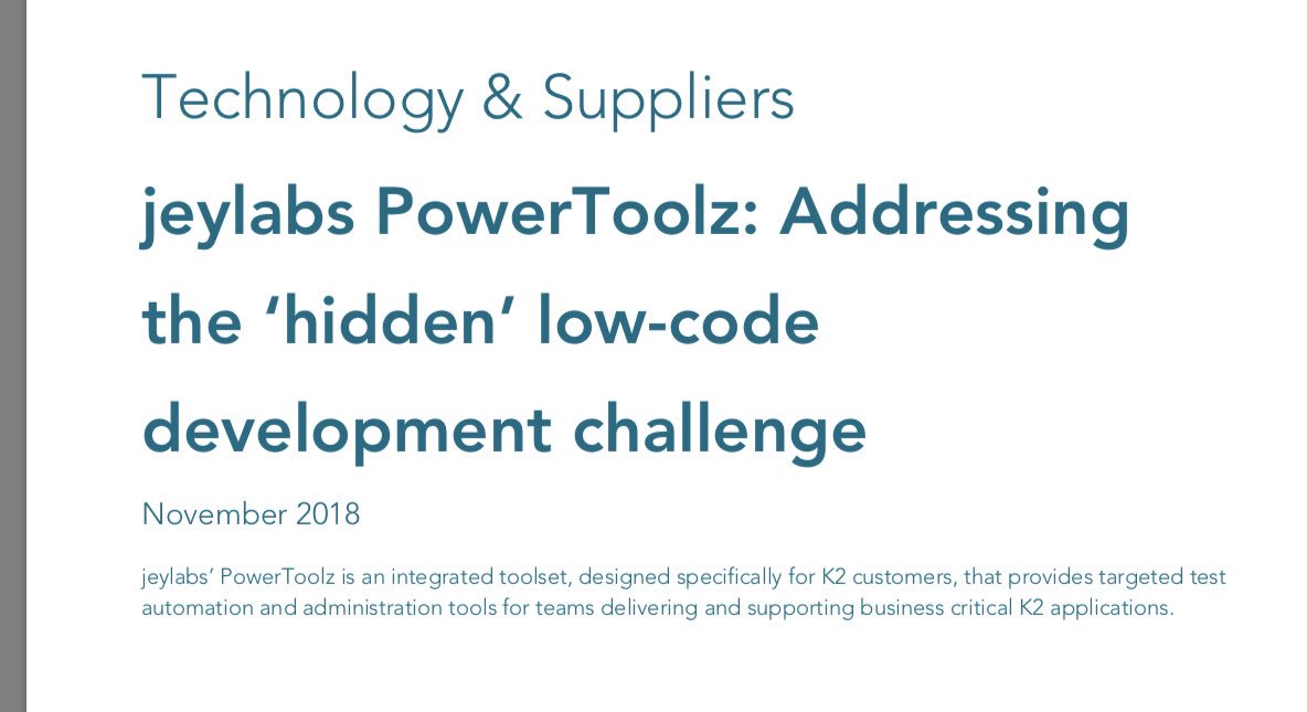 jeys's tweet photo. MWD Advisors recommends #PowerToolz for #K2 Read full report on Addressing the ‘hidden’ low-code development challenge at https://t.co/LIglF5ff3b
#automation #process #digitaltransformation #lowcode https://t.co/6HxfZWnDHp